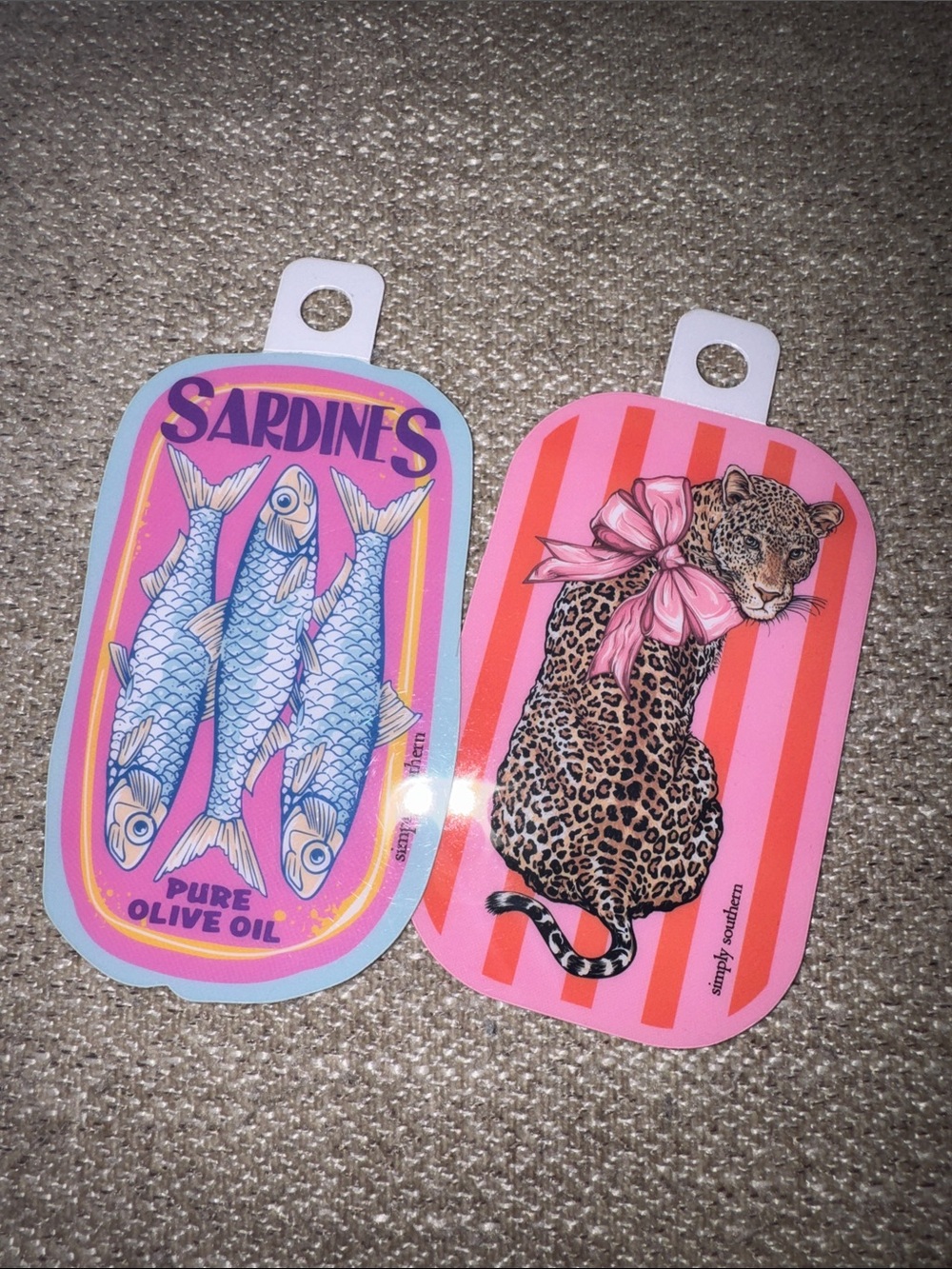 Simply Southern Pink & Blue Sardines and Leopard Stickers